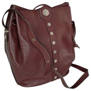 RARE Vintage Revillon French Bucket/Hobo Bordeaux Leather Antique Handbag